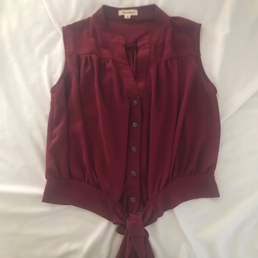Burgundy Button Down Top